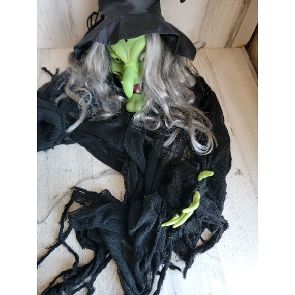 Gemmy AS IS witch green hanging witch Halloween home decor - Picture 2 of 13